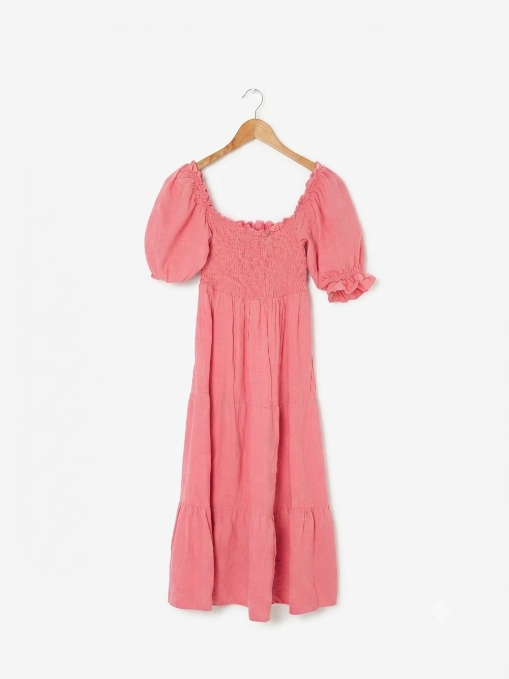 Pomander Place Coral Pink Puff-Sleeve Maxi Dress Size S